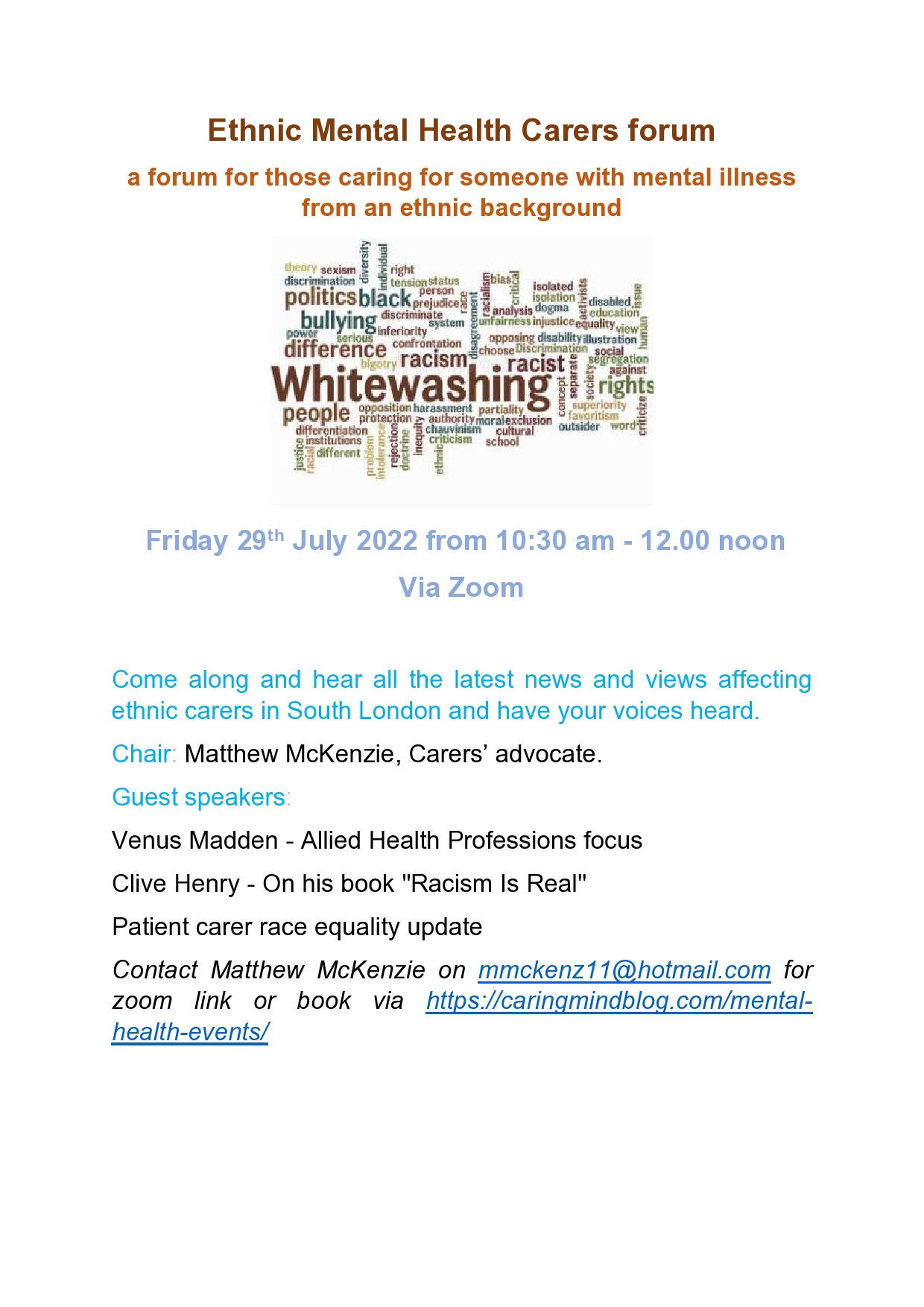 Ethnic Mental Health Carers Forum Ethnic Mental Health Carers Forum